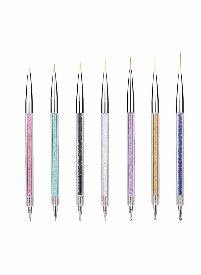 Excefore 7 Pcs Nail Art Liner Brushes,Nail Art Point Drill Drawing Brush Pen Double Ended Dotting Tools Set,Dual-ended Painting Nail Design Brush Pen Include Liner Brushes and Dotting Pen 5/7/9/11/14/16/20 mm - Image 1