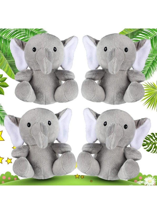 Skylety 4 Pieces Mini Elephant Stuffed Animals Elephant Plush Toys 4 Inches Plush Stuffed Elephant Cute Soft Forest Animals For Baby Shower Boys Girls Elephant Themed Birthday Party Supplies (Grey) - Image 2