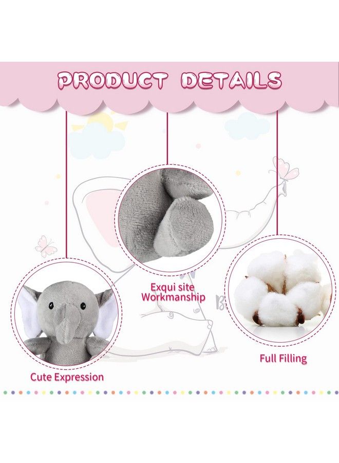 Skylety 4 Pieces Mini Elephant Stuffed Animals Elephant Plush Toys 4 Inches Plush Stuffed Elephant Cute Soft Forest Animals For Baby Shower Boys Girls Elephant Themed Birthday Party Supplies (Grey) - Image 4