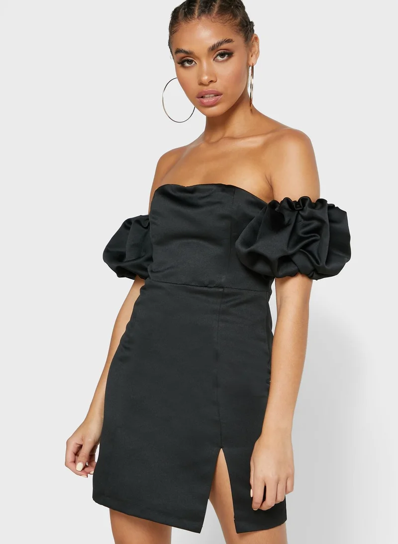 TOPSHOP Bardot Puff Sleeve Top