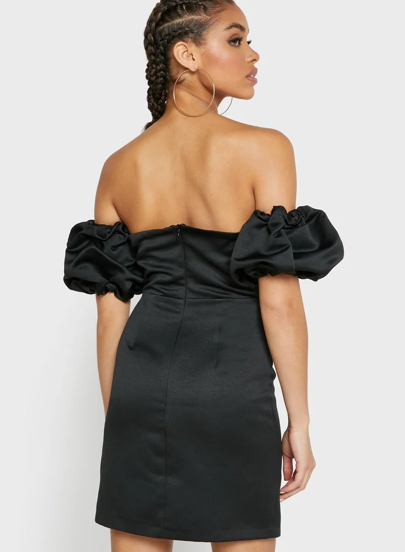 TOPSHOP Bardot Puff Sleeve Top