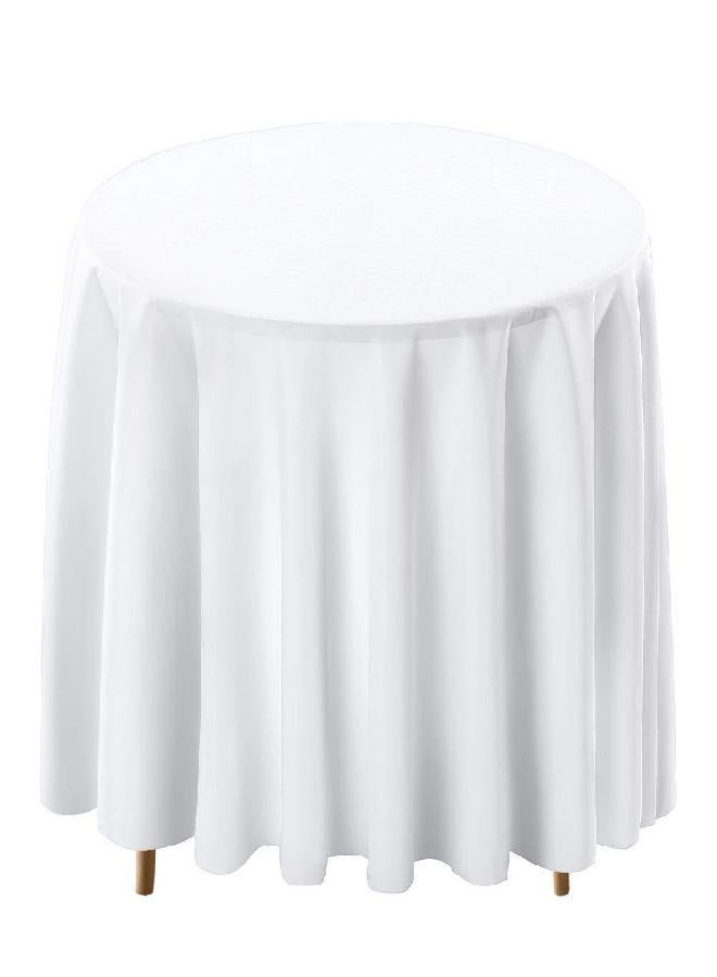 Surmente White Tablecloth for Round Tables, 120-inch Round Table Cloths for Weddings, Banquets, or Restaurants - Image 1