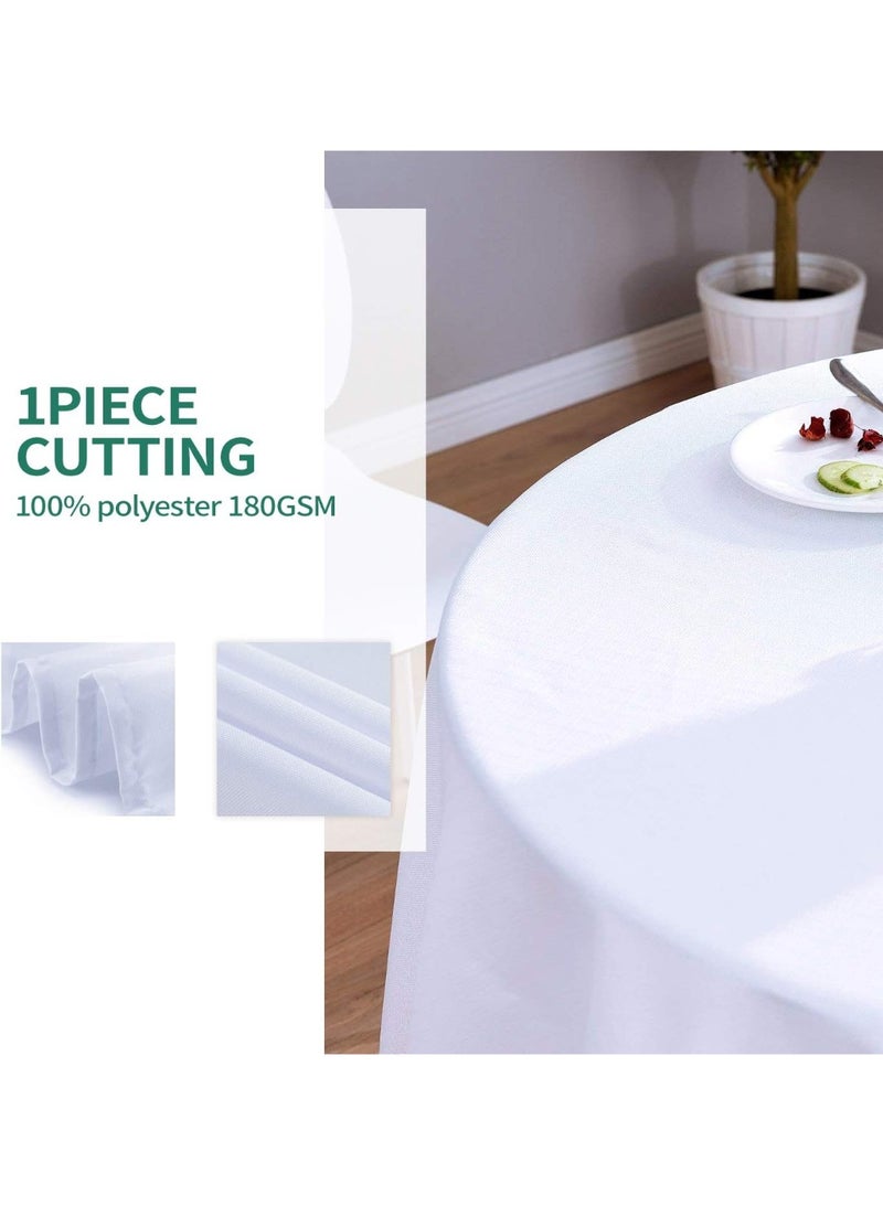 Surmente White Tablecloth for Round Tables, 120-inch Round Table Cloths for Weddings, Banquets, or Restaurants - Image 3