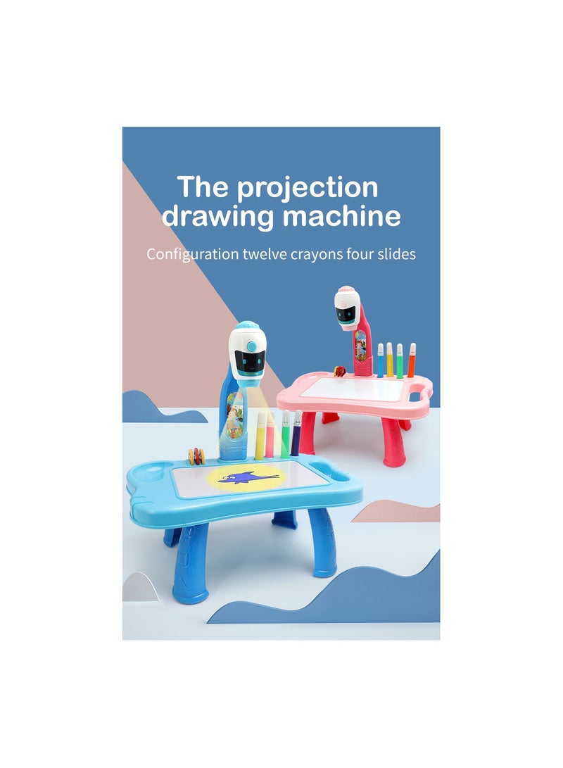 طاولة عرض رسم ذكية على شكل ديناصور - تتبع وارسم بالضوء، مكعبات روبوتية ولوحة رسم جرافيتي للأطفال من سن 3 إلى 5 سنوات، هدية تعليمية لأعياد الميلاد (أزرق) - Image 1