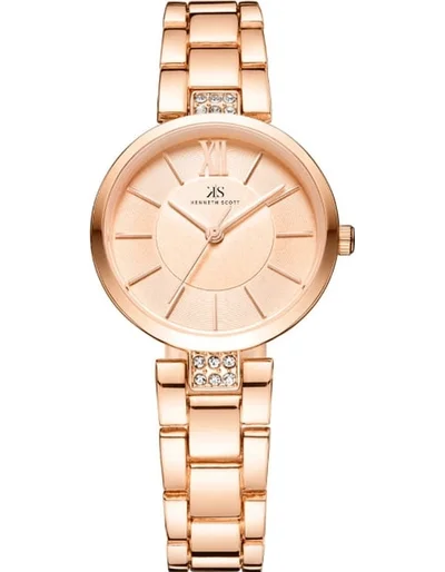 KENNETH SCOTT Women's Analog Display Watch With Rose Gold Stainless Steel Strap - K23533-RBKK