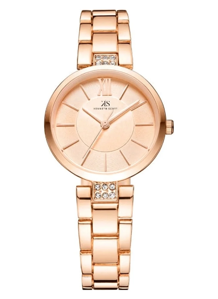 KENNETH SCOTT Kenneth Scott K23533-RBKK Women's Analog Display Watch & Stainless Steel Strap Rose Gold