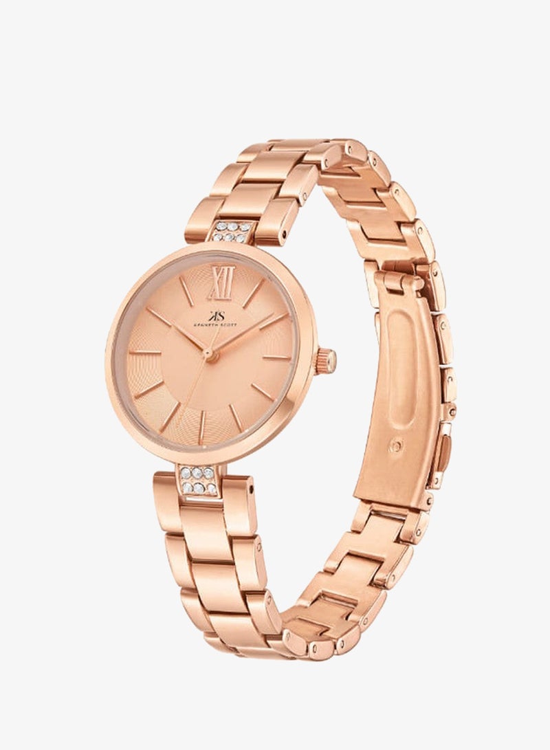 KENNETH SCOTT Women's Analog Display Watch With Rose Gold Stainless Steel Strap - K23533-RBKK - Image 3