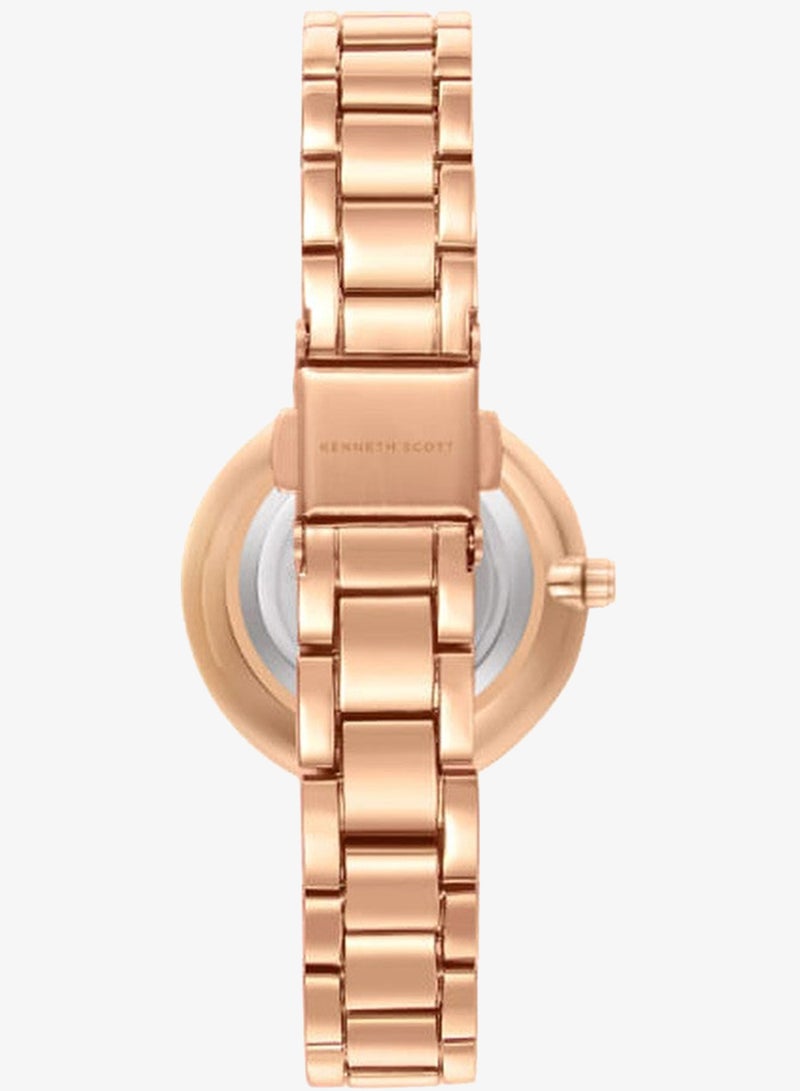 KENNETH SCOTT Women's Analog Display Watch With Rose Gold Stainless Steel Strap - K23533-RBKK - Image 4