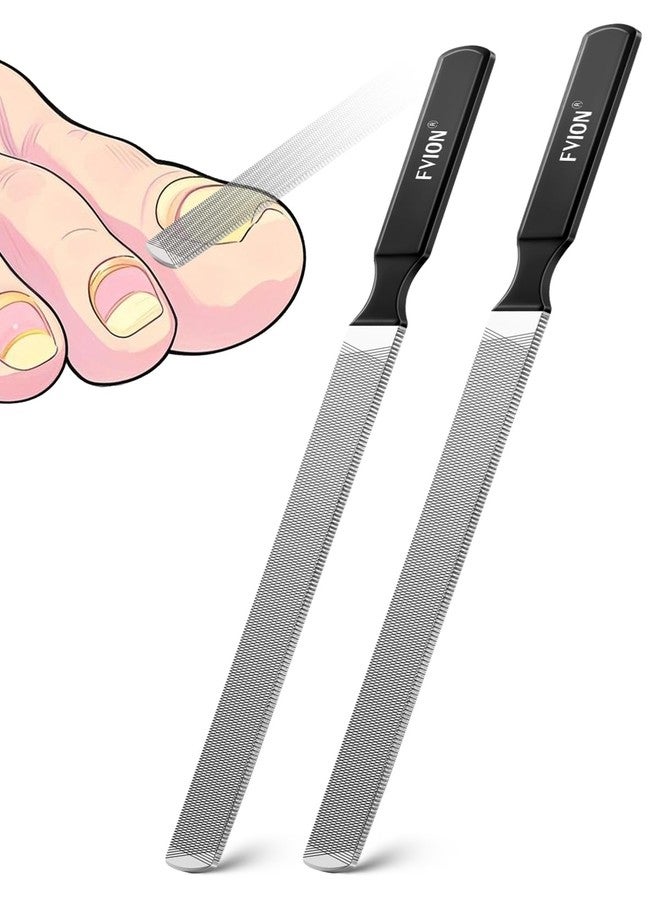 FVION 2 PCS Stainless Steel Double-Sided Long Nail File for Thick Nails - Professional Toenail File, Durable and Efficient Nail Care Tool Ideal for Manicure Or Pedicure - Image 1