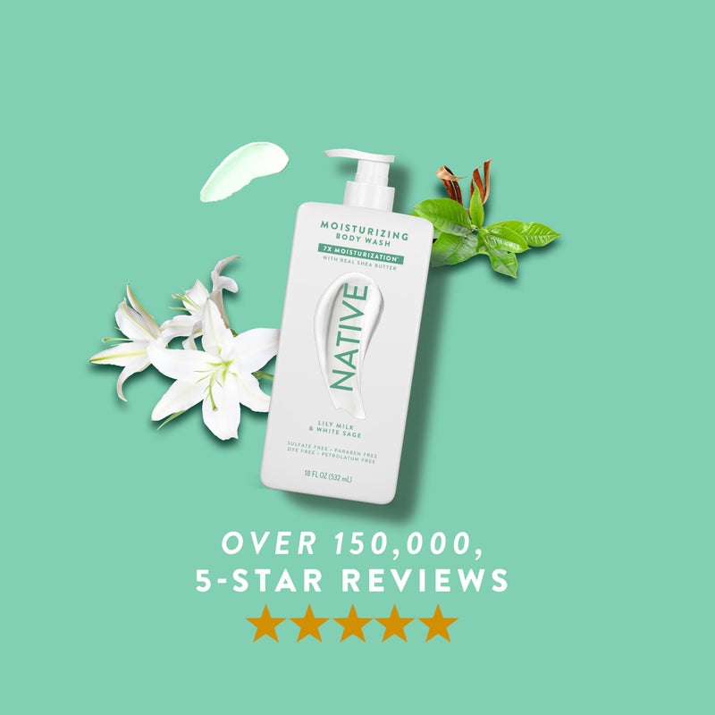 Native Moisturizing Body Wash Contains Naturally Derived Ingredients | For Women & Men, Sulfate, Paraben, & Dye Free Leaving Skin Soft and Hydrated | Lily Milk & White Sage 18 oz - Image 5