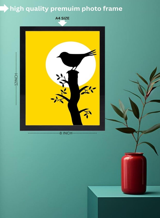 إطار صور فاخر، مقاس A4، تصميم ظلي طائر، أصفر وأسود، 12 × 8 بوصة، ديكور جداري