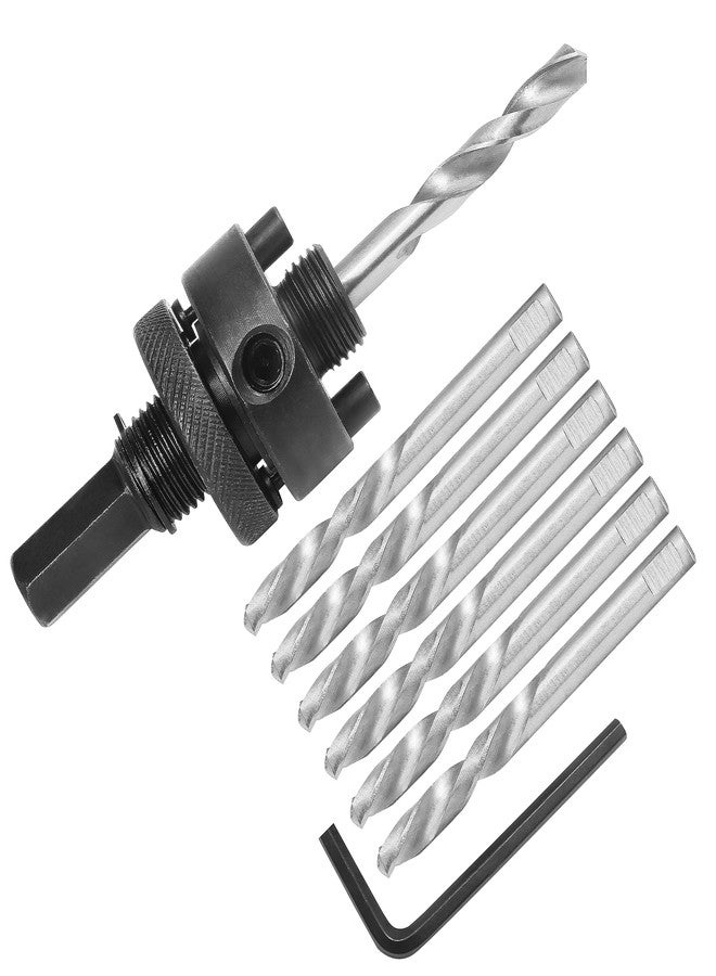 JTemgle Heavy Duty Hole Saw Arbor with 5pcs Center Drill Bits, 1/2" Hex Shank Quick Change Arbor Fits 1-1/2" to 10" Hole Saws - Image 1