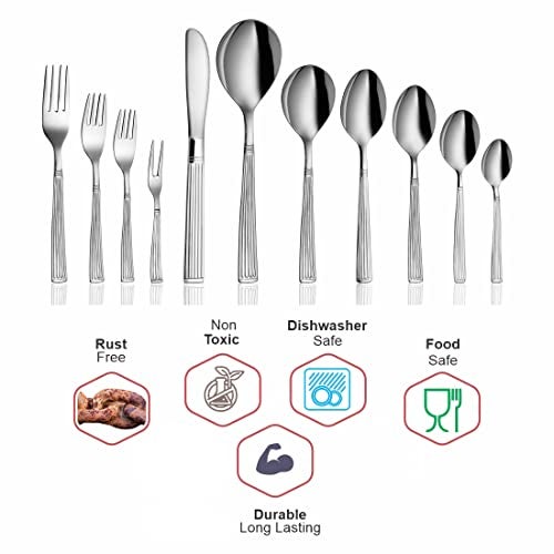 Shri & Sam Stainless Steel New Stribes Desert Soup Spoon,6 Pieces - Image 5