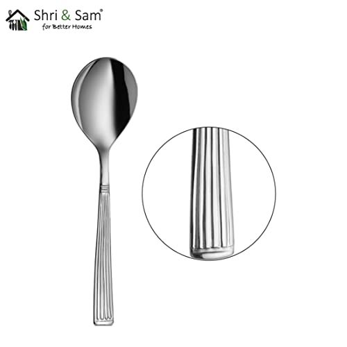 Shri & Sam Stainless Steel New Stribes Desert Soup Spoon,6 Pieces - Image 3