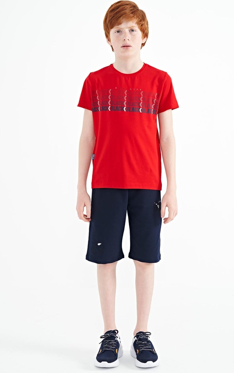 Tommy Life Red Text Printed O Neck Standard Pattern Boy T-Shirt - 11149 - Image 3