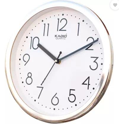 Kadio Analog 24.5 cm X 24.5 cm Wall Clock (Silver, with Glass, Standard) - Image 3