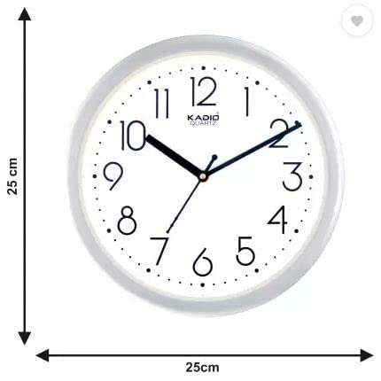 Kadio Analog 24.5 cm X 24.5 cm Wall Clock (Silver, with Glass, Standard) - Image 4