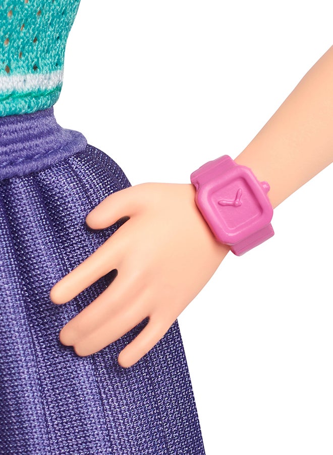 Barbie Fashionistas Doll #232 with Red Hair, Wearing Sporty “B” Jersey Top and Pleated Purple Skirt with Watch and Sneakers​​ - Image 4
