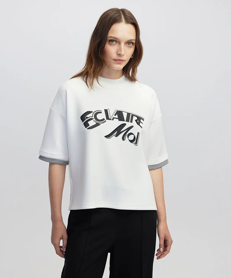 Ipekyol Mixed T-Shirt with Slogan Print