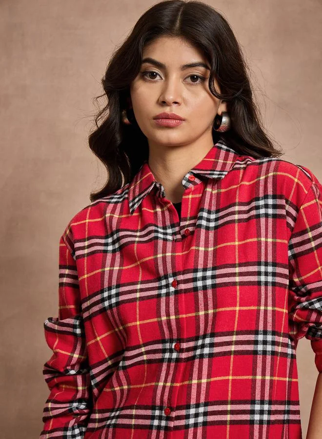 SASSAFRAS SASSAFRAS Checked Oversized Buttoned Shirt