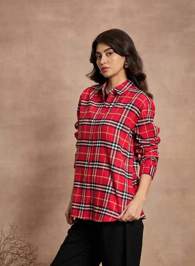 SASSAFRAS SASSAFRAS Checked Oversized Buttoned Shirt