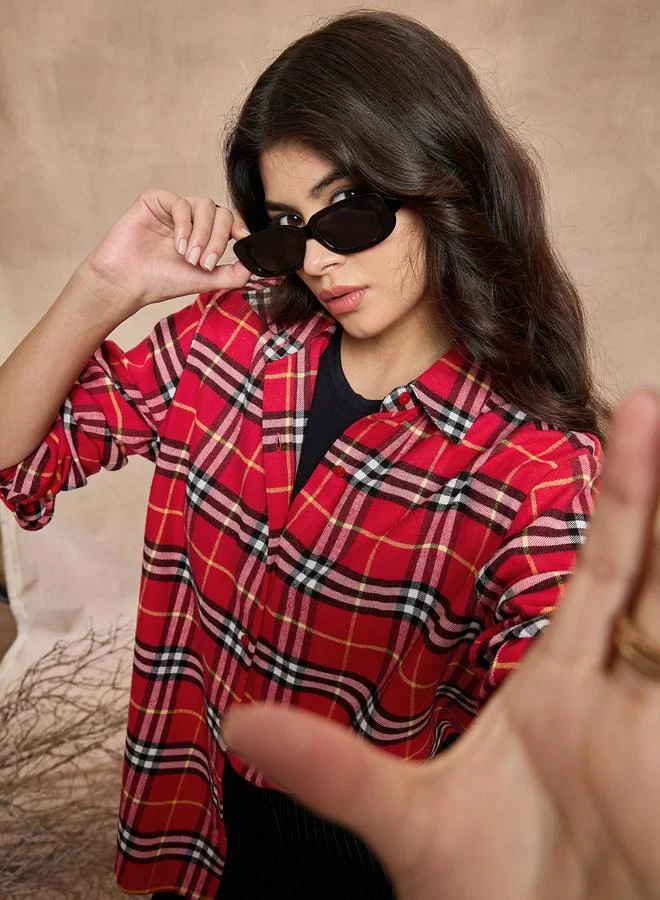 SASSAFRAS SASSAFRAS Checked Oversized Buttoned Shirt