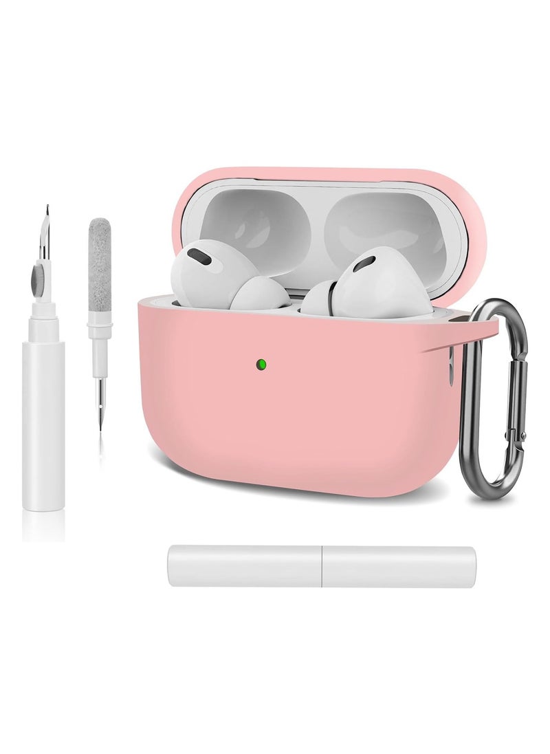 TIGER 🌸 Silicone Case Cover for AirPods Pro 2 – Shockproof, Protective Skin with Built-in Carabiner, Cleaning Kit Included – Full Coverage, Anti-Slip, Scratch-Resistant, Compatible with AirPods Pro 2 (Pink) – Premium Protection for Everyday Use - Image 1