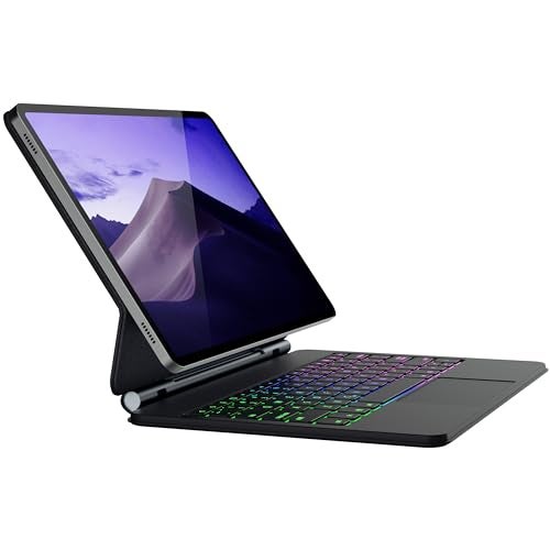 doqo for Samsung Galaxy Tab S10 PlusS9S9 FES8S7S7 FE Keyboard case 124 Magnetic Case with Keyboard Touchpad Bluetooth Backlit Floating Cantilever Stand Slim Protective Cover Folio Black - Image 1