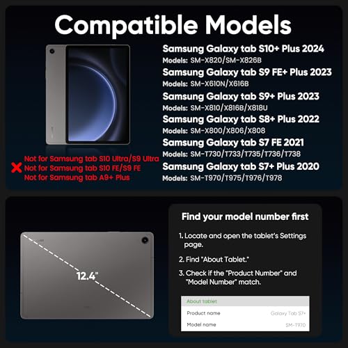 doqo for Samsung Galaxy Tab S10 PlusS9S9 FES8S7S7 FE Keyboard case 124 Magnetic Case with Keyboard Touchpad Bluetooth Backlit Floating Cantilever Stand Slim Protective Cover Folio Black - Image 3