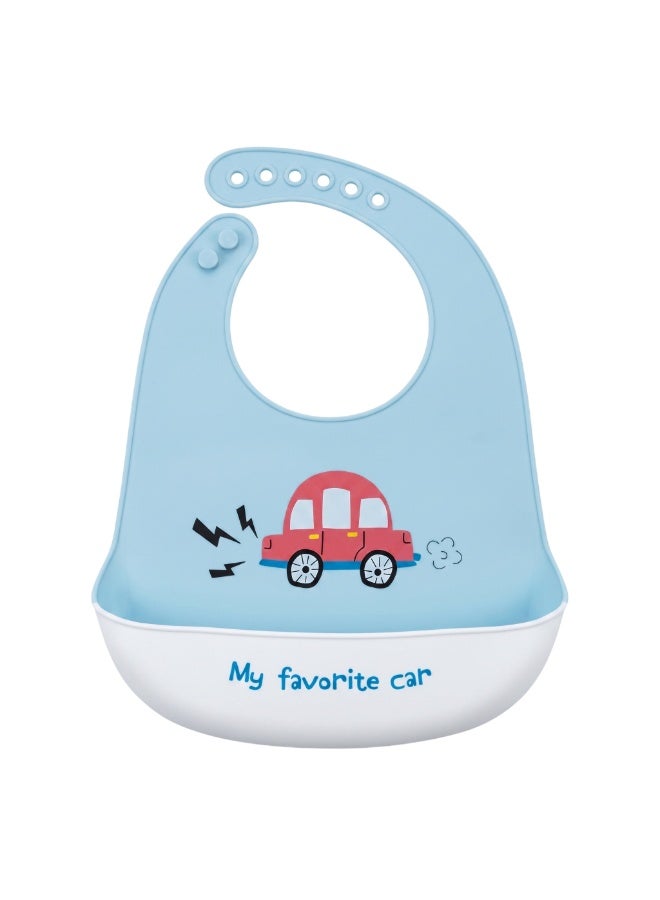 Bambimici My Favorite Car Silicone Bib - Red Car Graphic - Image 1