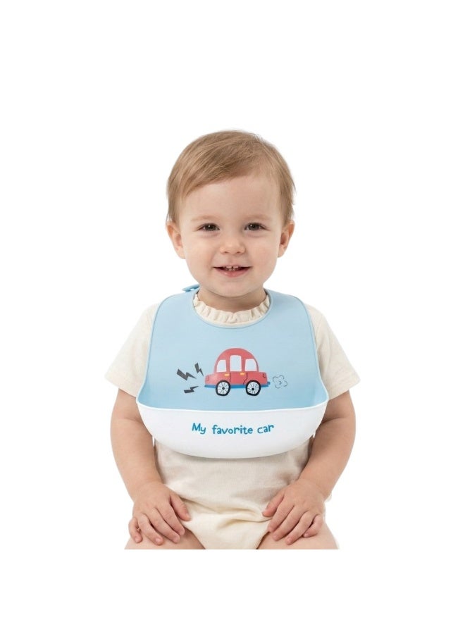 Bambimici My Favorite Car Silicone Bib - Red Car Graphic - Image 2