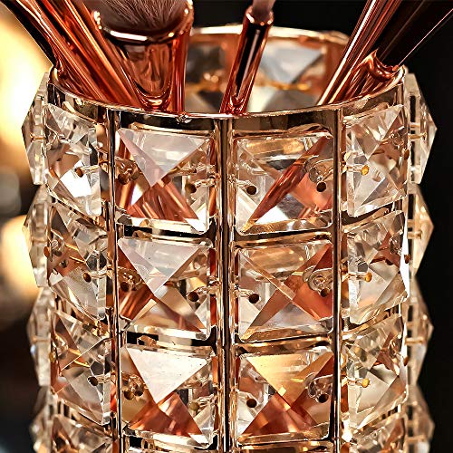 VINCIGANT Handcrafted Crystal Makeup Brush Holder Organizer Bling Personalized Pencil Cup Collection Cosmetic Storage Organizer for Vanity,Bathroom,Bedroom,Office Desk - Image 3