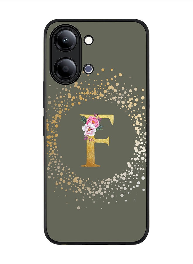 Stylizedd For vivo Y21 / Y11 Case,Slim fit Camera Protection, Shockproof Thin Phone cover  - Custom Monogram Floral - F  (Olive Green ) - Image 1