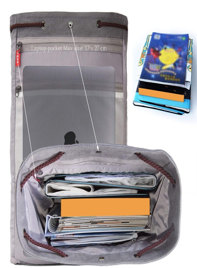 FH Canvas Backpack Vintage Backpack Grey Daypack for Men Women Laptop Travel Rucksack - Image 5