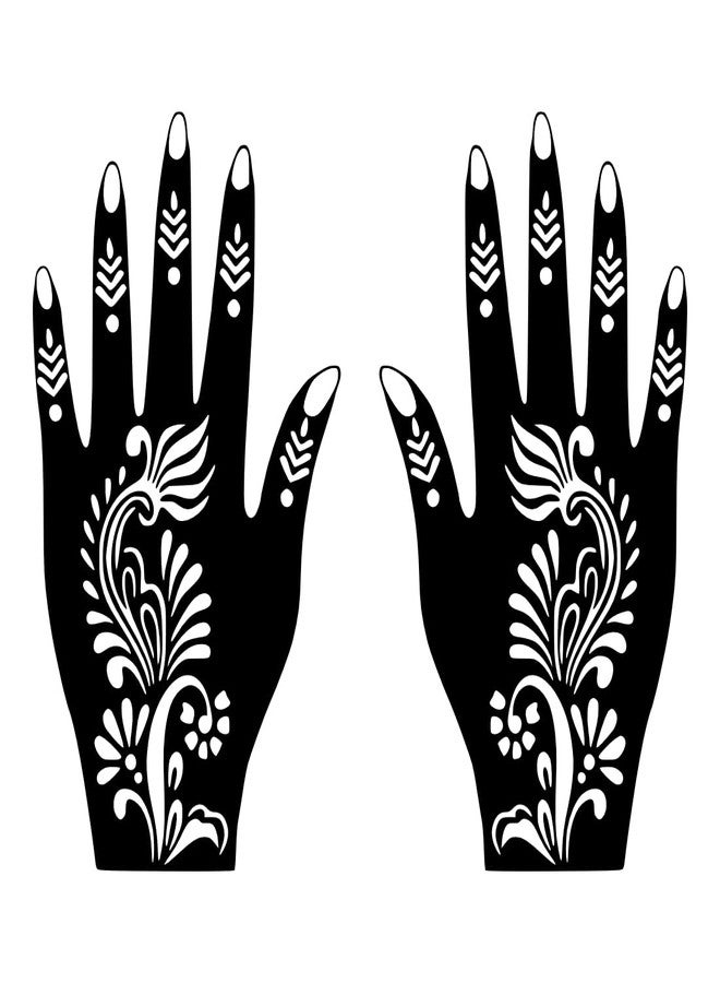ORDERSHOCK Henna-Mehndi Stencil Sticker for Wedding Looks One Set For Both Hand Easy To Use Henna Design - Image 1