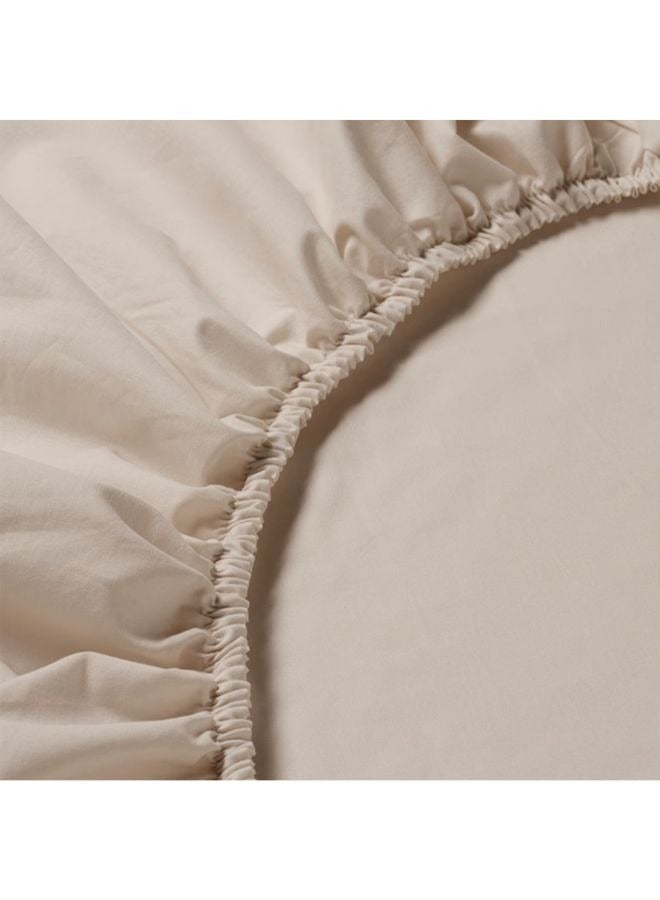 BYFT ورشة حصرية (بيج) ملاءة سرير ملكي مفصلة وأغطية وسائد (مجموعة من 3 قطع) قطن بيركال، ناعمة وفاخرة، أقمشة سرير عالية الجودة - 180 TC - Image 5
