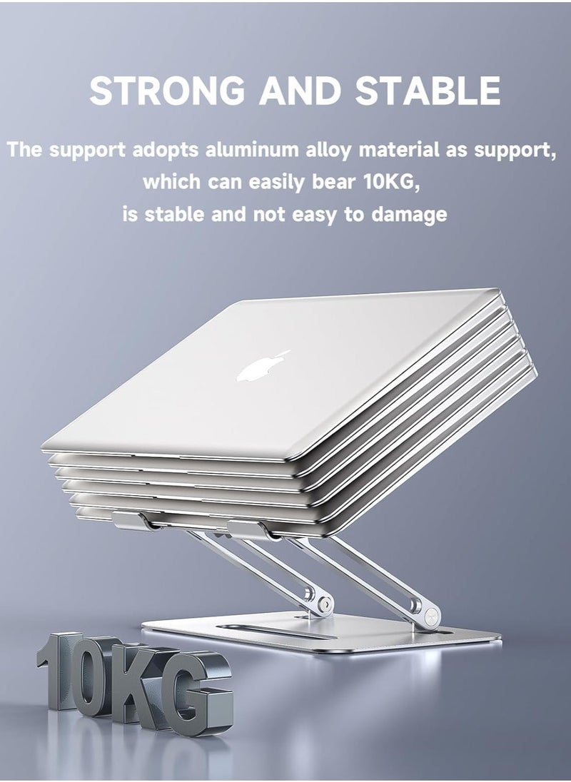 FLOWING Portable Laptop Holder with Cooling Fan Height Adjustable Ergonomic Computer Stand for Desk Compatible with 9-15.6 inch Laptops Silvery  - Image 4