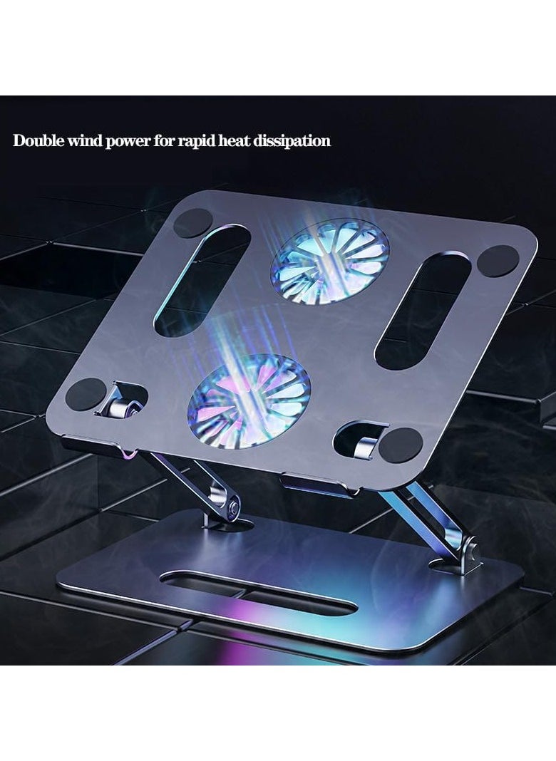 FLOWING Portable Laptop Holder with Cooling Fan Height Adjustable Ergonomic Computer Stand for Desk Compatible with 9-15.6 inch Laptops Silvery  - Image 5