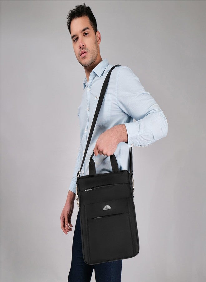 KARA Unisex Black Nylon Vertical Messenger Bag | 10" Shoulder Sling Side Bag for Men & Women | Office, Travel, Crossbody Small Bag with Multi Pockets & Compact Briefcase Style - Image 2