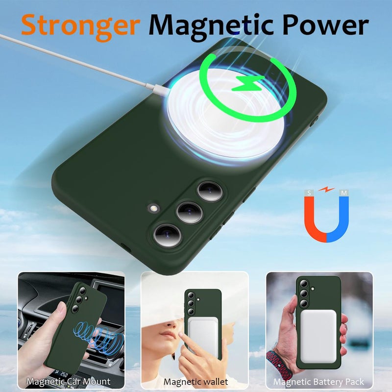 erorex For Samsung Galaxy S25 FE 5G Shockproof Silicone Magsafe Phone Case(Dark Green) - Image 4