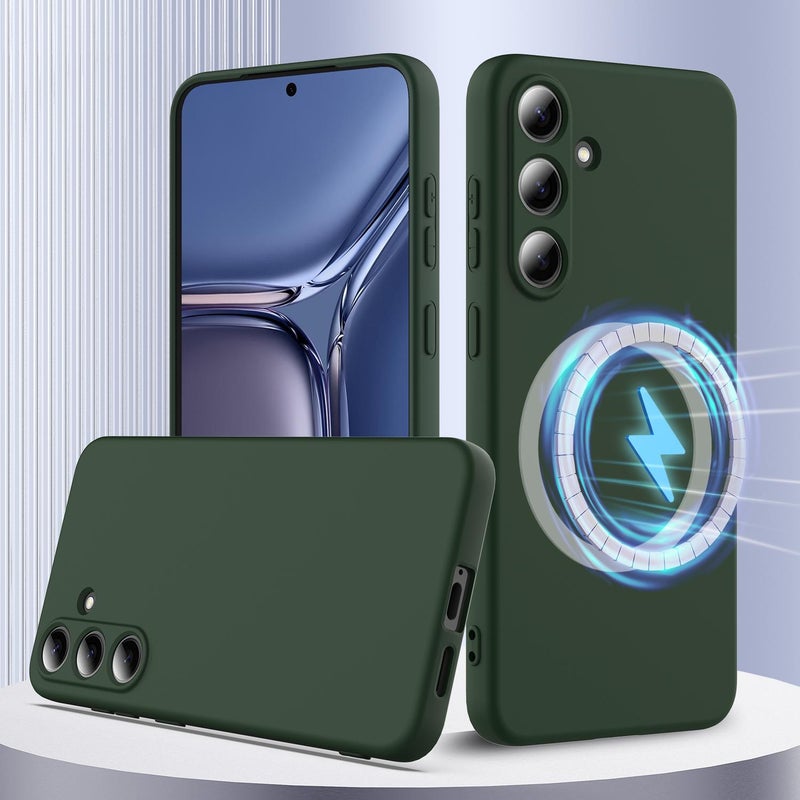 erorex For Samsung Galaxy S25 FE 5G Shockproof Silicone Magsafe Phone Case(Dark Green) - Image 1