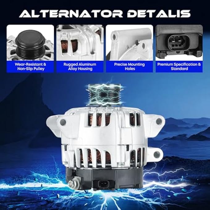 SEHNSUCHT Alternator Replacement New for Buick Regal 2012 2014-2017 2.4L, for Chevrolet Equinox 2010-2017 2.4L, for GMC Terrain 2010-2017 2.4L, Replace for 13500331 - Image 3