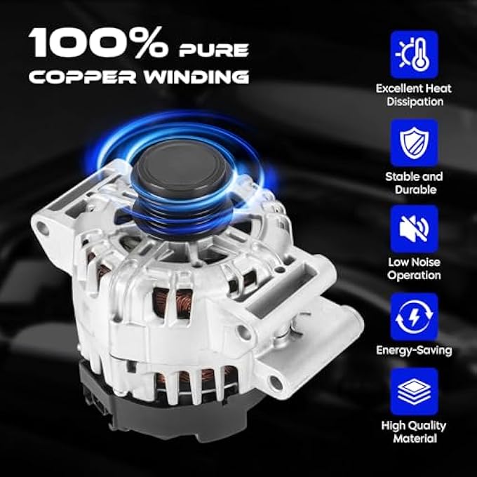 SEHNSUCHT Alternator Replacement New for Buick Regal 2012 2014-2017 2.4L, for Chevrolet Equinox 2010-2017 2.4L, for GMC Terrain 2010-2017 2.4L, Replace for 13500331 - Image 5