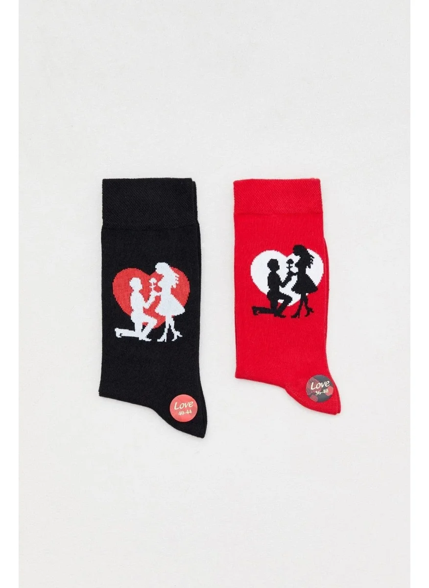 Dode Flora Lover Socks with Written Socket Socks 2 Pcs