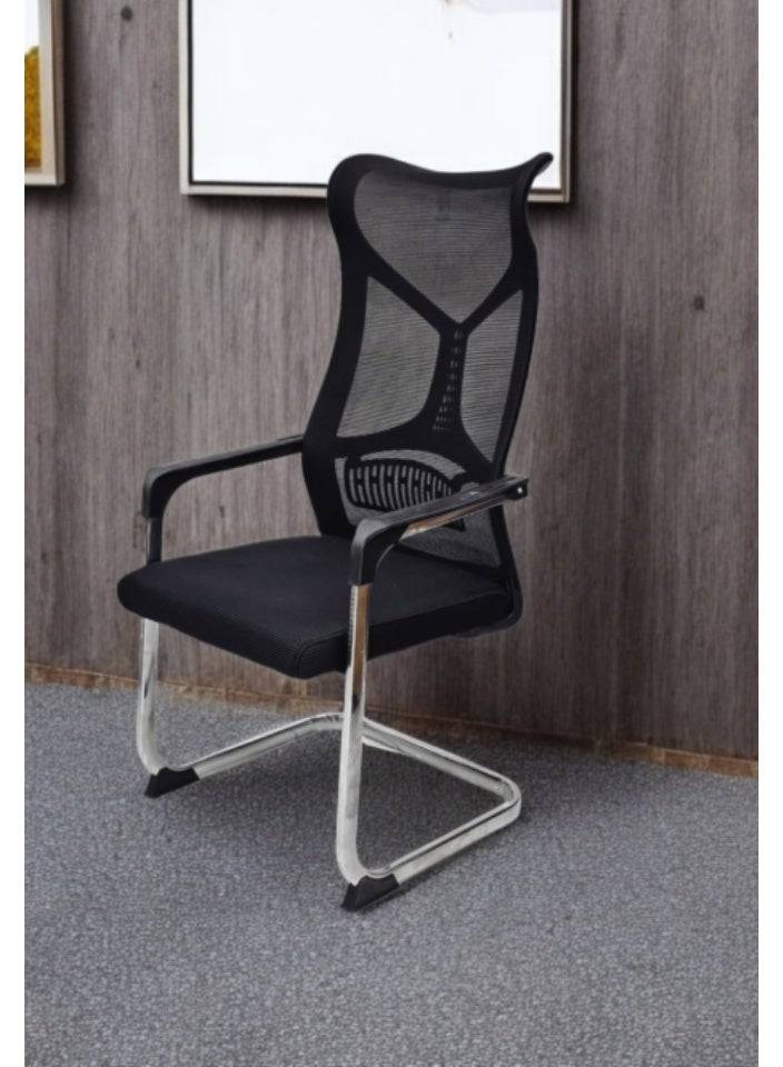 SMART HOME Ergonomic office chair set of 4, fixed computer chair, meeting chair, visitor training and conference chair, polyurethane padded mesh office chair  - Image 3