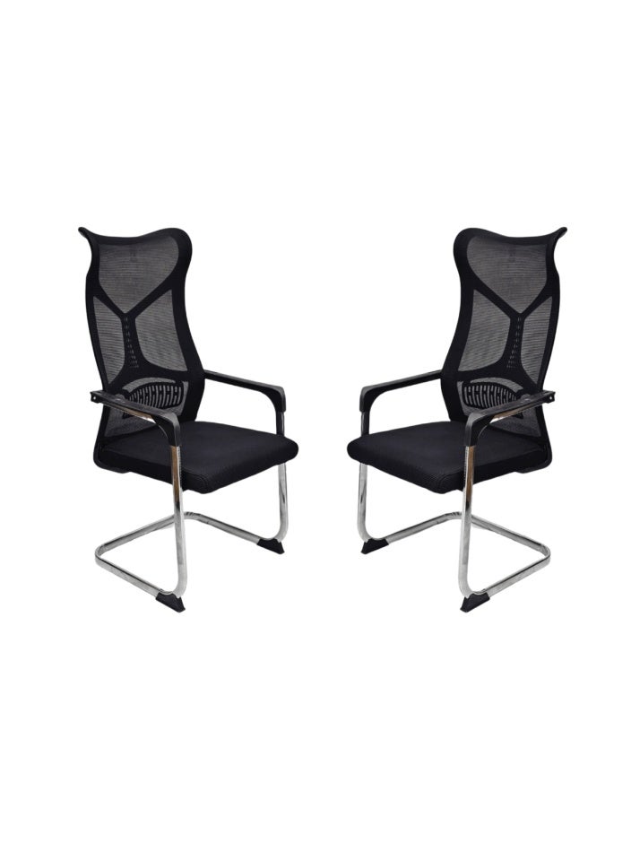 SMART HOME Ergonomic office chair set of 4, fixed computer chair, meeting chair, visitor training and conference chair, polyurethane padded mesh office chair  - Image 5