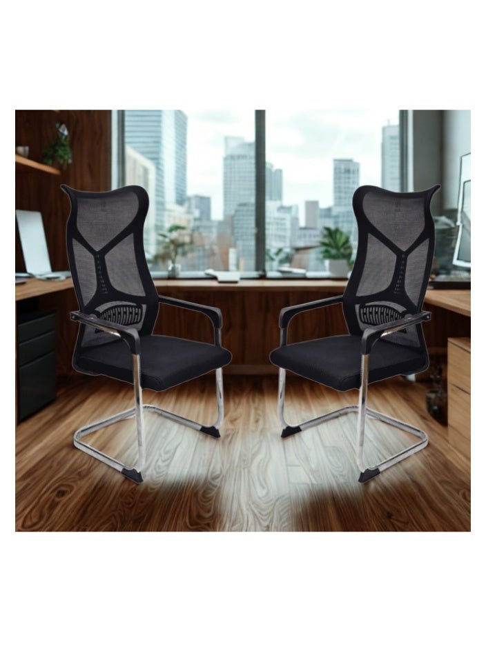SMART HOME Ergonomic office chair set of 4, fixed computer chair, meeting chair, visitor training and conference chair, polyurethane padded mesh office chair  - Image 4