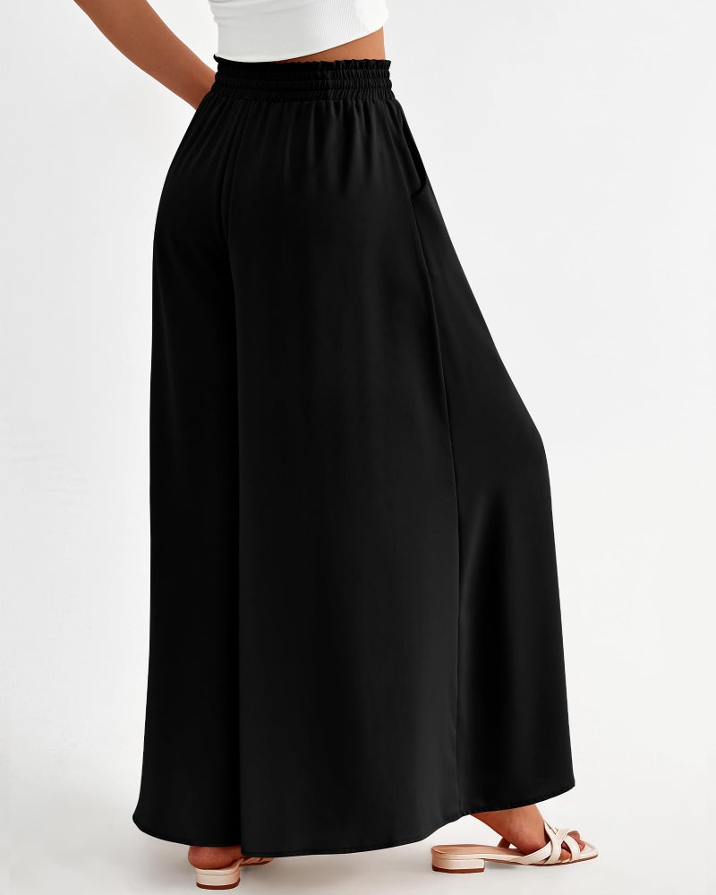 BTFBM Women Casual High Waist Wide Leg Pants 2025 Summer Fall Long Palazzo Pants Pocket Lounge Vacation Beach Trousers(Solid Black, Medium) - Image 5