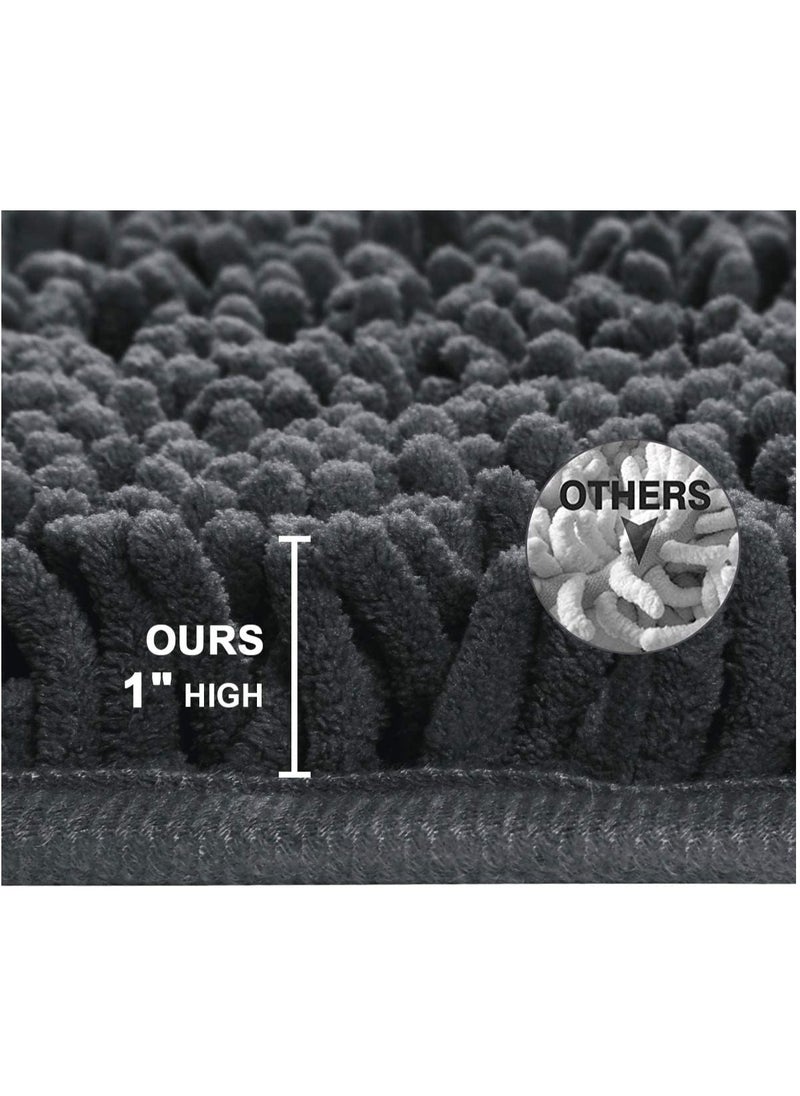 TYCOM Bathroom Rugs Bath Mat Non Slip Fluffy Soft Plush Microfiber Shower Carpet Rug Washable Non-Slip Carpet Mat for Bathroom Floor 50 By 80 CM Long 2 Packs Dark Grey.  - Image 5