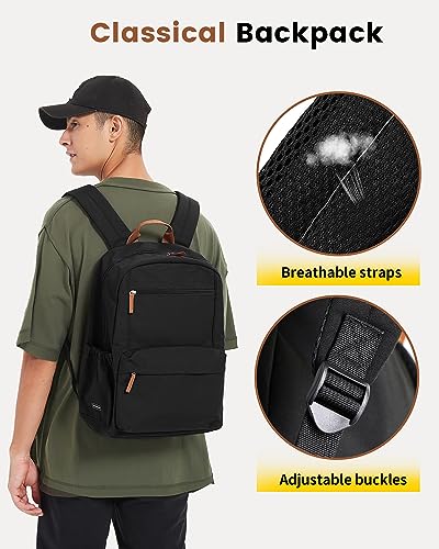 Vorspack Backpack for Men and Women - Lightweight Backpack Classical Basic Bookbag with Multi-pockets Casual Daypack for College Workplace Travel - Black - Image 3